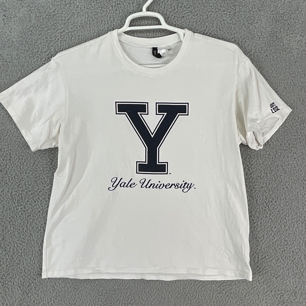 H&M Divided Yale University Mens Large White Graphic Tee EST 1701 Excellent